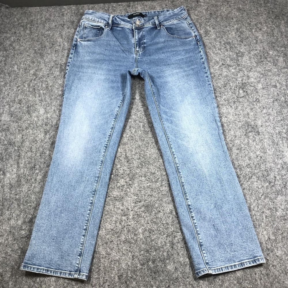 Hudson Jeans Womens 12 Blue Light Wash Mid Rise Straight Stretch Denim Pants